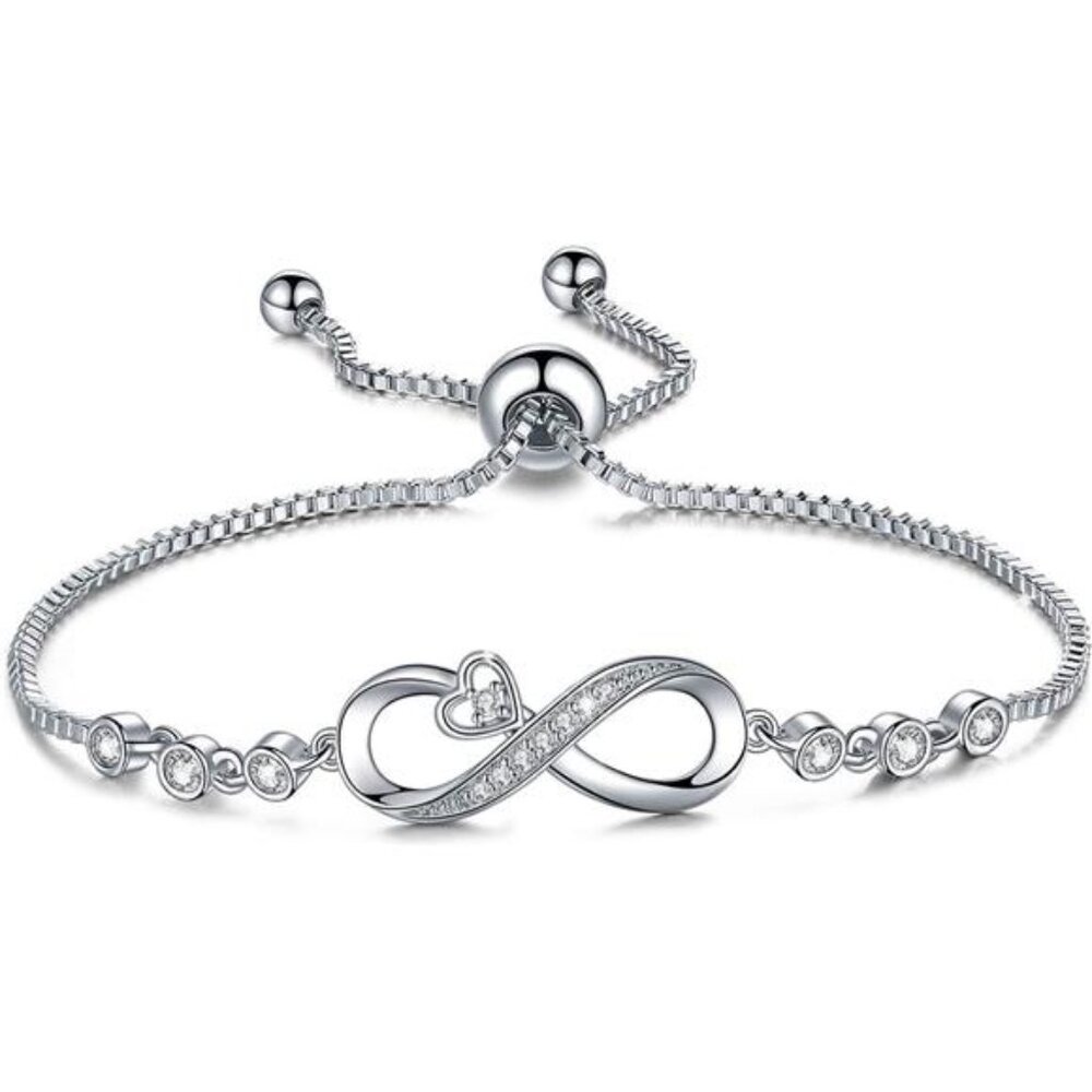 Mothers Day Gifts for Mom, Infinity Love Silver‎ Bracelets for Women Girls